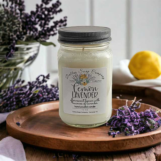 Wholesale Candles - Lemon Lavender Mason Jar - Dallas Soap Company, Texas